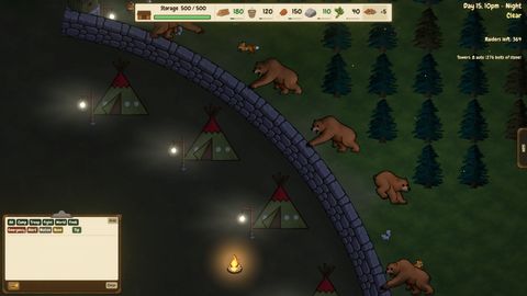 Bears and foxes coming over the camp wall at night.