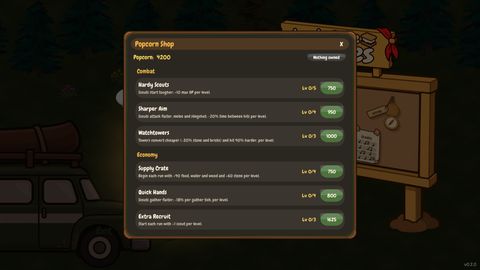 The Popcorn Shop, where upgrades are bought between runs.